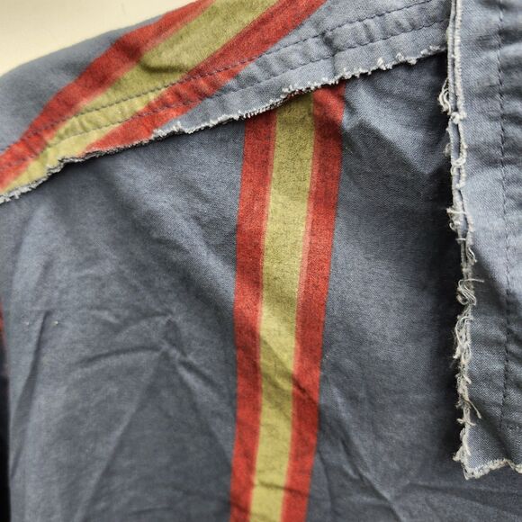 Project Red Outlaws England Shirt Mens XL Blue Striped Distressed Motorcycle - Picture 8 of 14